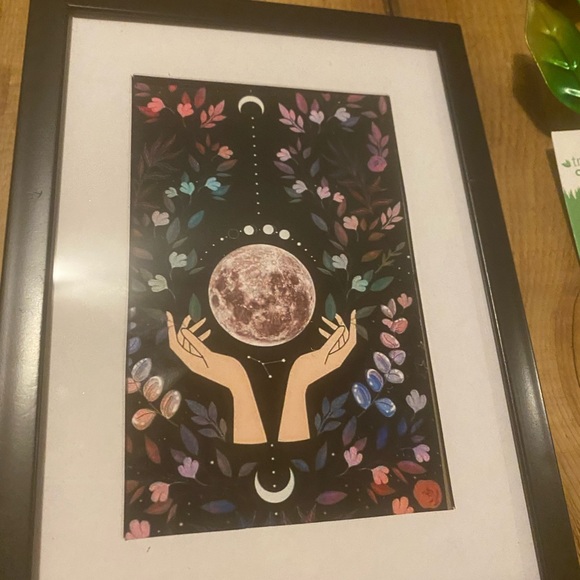 Beautiful matted, wild flower, moon, artist, print, framed. 🌙💐 - Picture 3 of 4